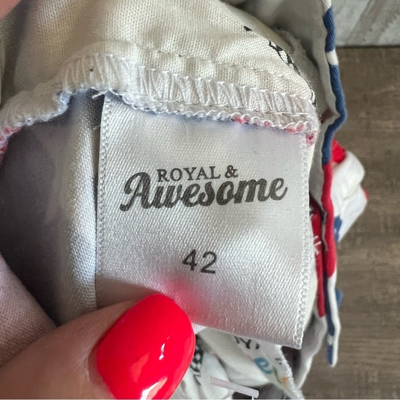 Royal & Awesome Red and White Golf Shorts with Patriotic Stripes 42 - Picture 8 of 8